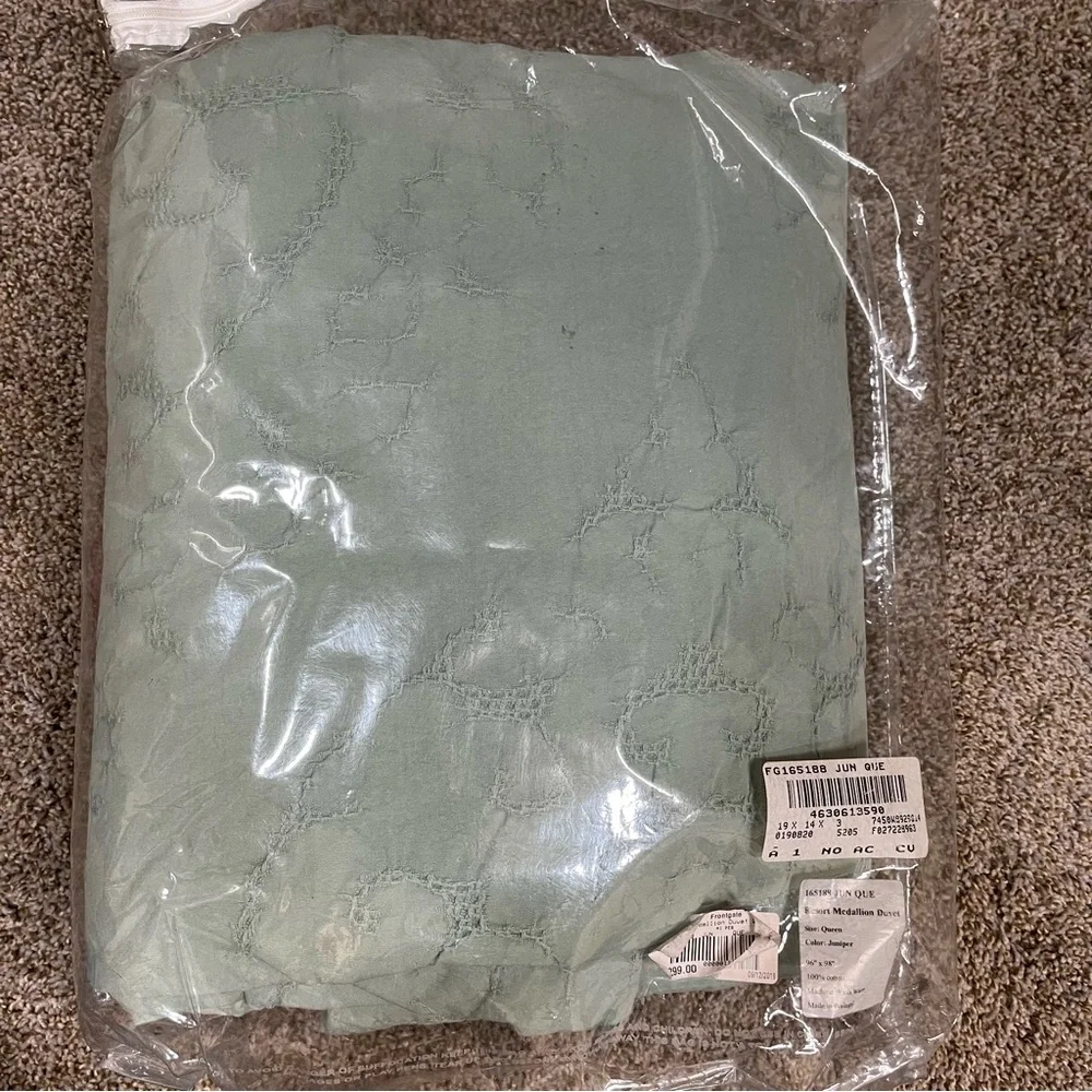 Frontgate Resort Medallion Queen Size Duvet Cover Juniper Cotton 165188
